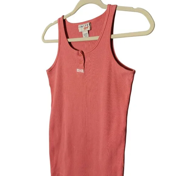 VTG Limited Too Tween Girls 90s Y2K Coral Coquette Cotton Ribbed Tank Size 16 - Picture 2 of 9